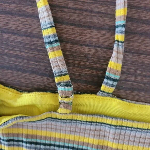 NWT Anthropologie Oliviaceous Spaghetti Strap Striped Yellow Green Crop Top M - Picture 10 of 12
